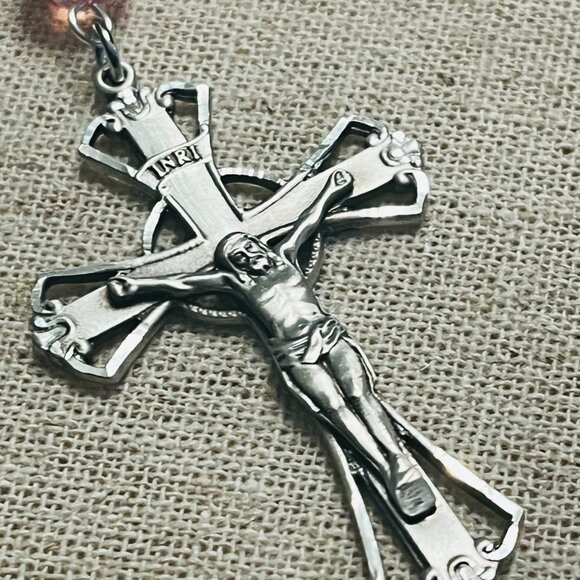 Breast Cancer Survivor Catholic Rosary - Sterling Silver - Picture 7 of 8